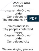 Cagayan de Oro March with Lyrics .